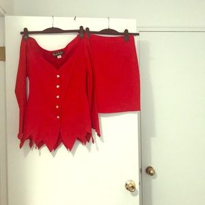 Nicole Miller red crepe suit. Like new.